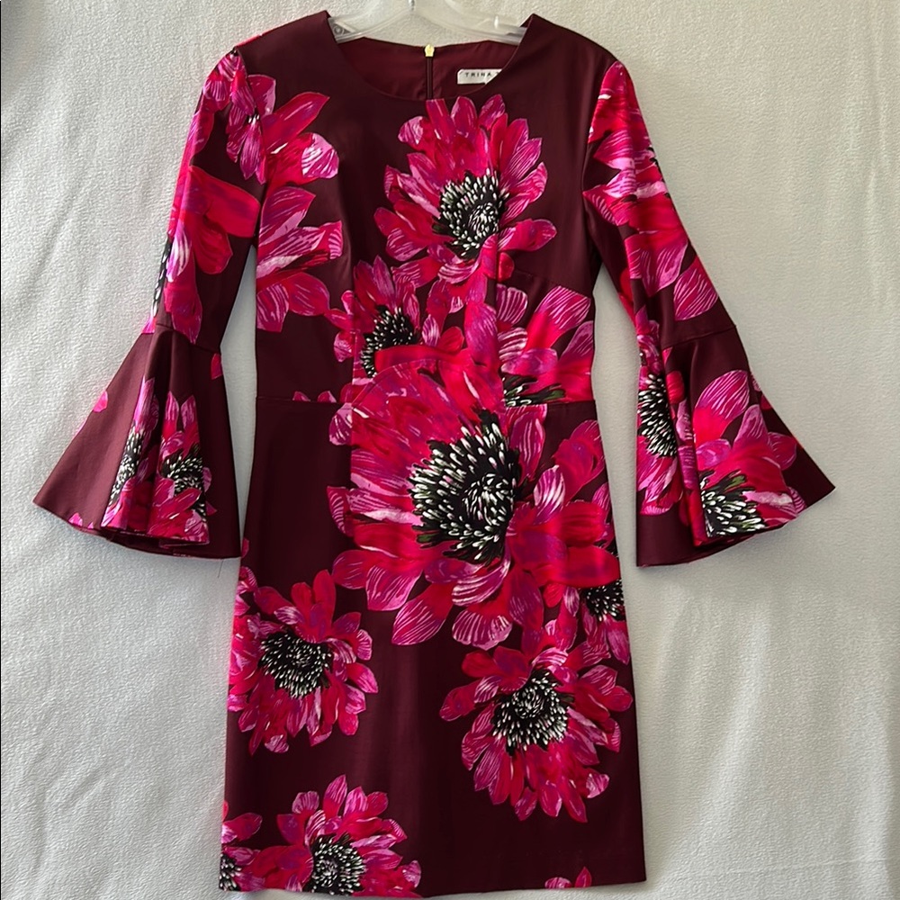 Trina Turk Pink Splendid Sheath Dress with Bell Sleeves